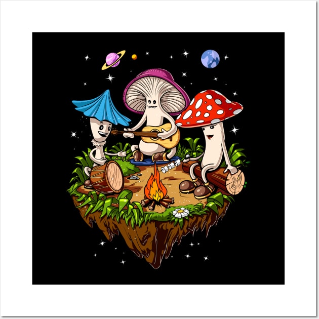 Magic Mushrooms Psychedelic Party Wall Art by underheaven